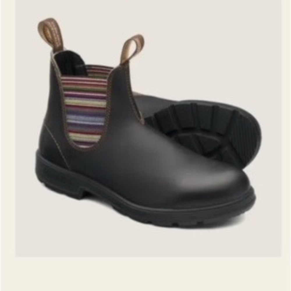 Blundstone Chelsea Boots sz 8W men 5 stout brown with striped elastic sides